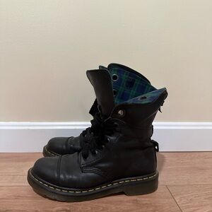 DOC MARTENS Amilita night-watch tartan lined leather boots